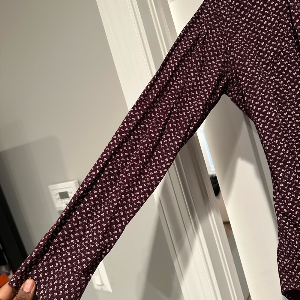 Express Burgundy Patterned Button-Up Shirt - Picture 3 of 5